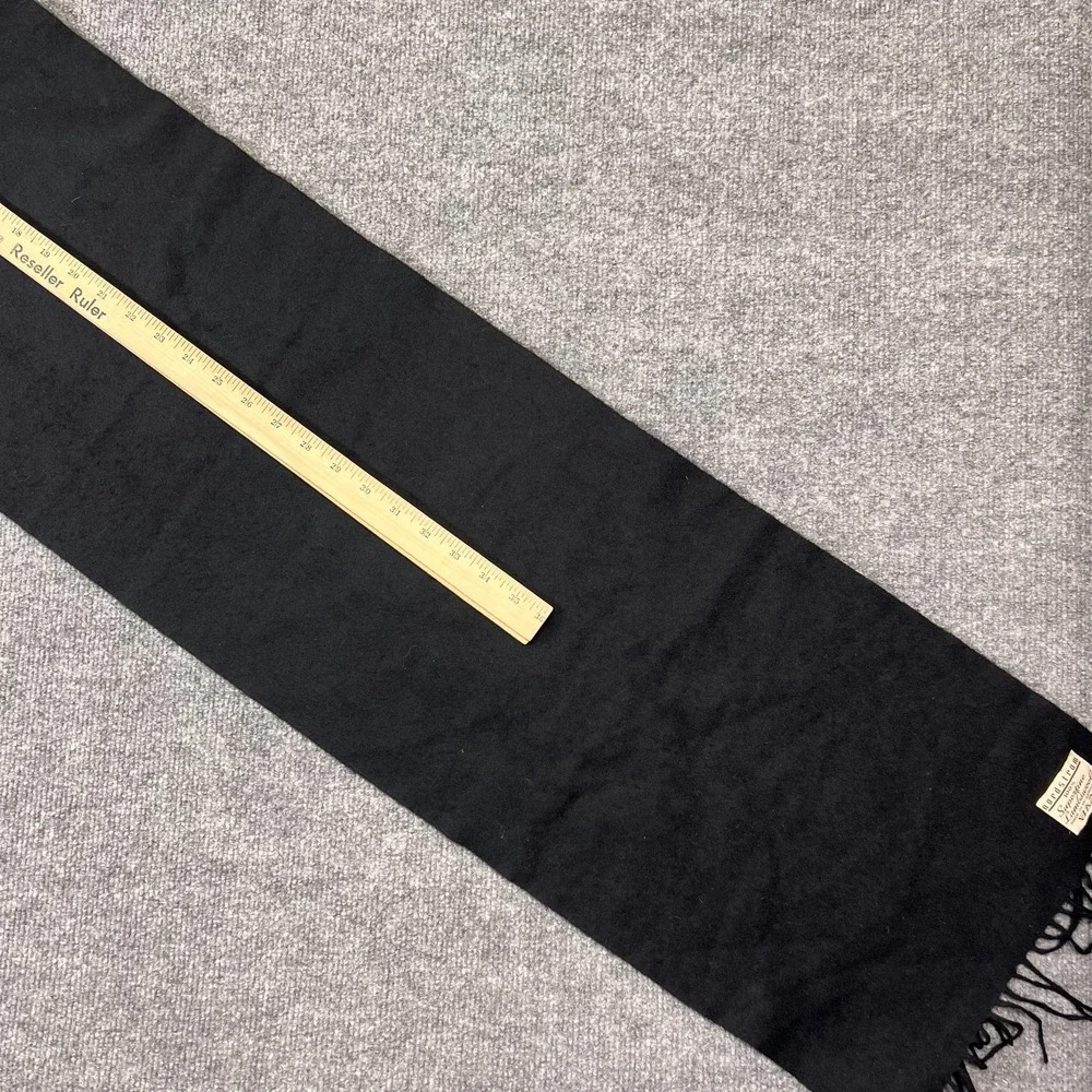 Vintage Nordstrom Scarf Mens One Size Black 100% Lambswool Fringe West Germany
